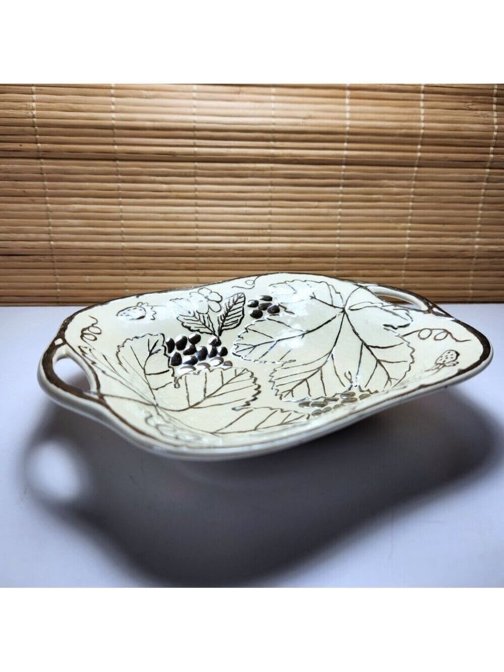 Wedgwood Etruria England Candy Dish Bowl Plate Hand Painted Gold Lustre